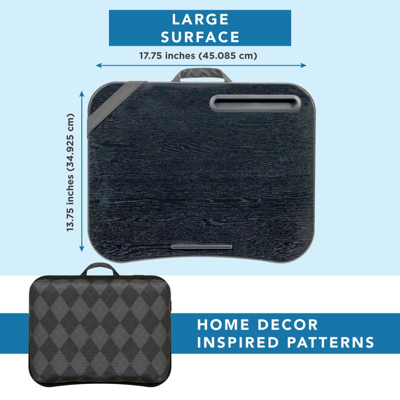 LAPGEAR XL Designer Lap Desk with Phone Holder and Device Ledge - Gray Argyle - Fits up to 17.3 Inch Laptops - Style No. 45538 - Image 5